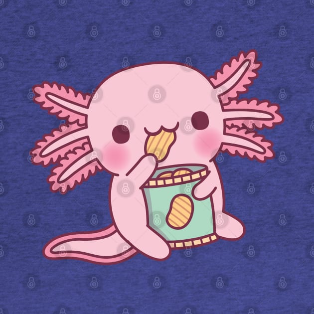 Cute Axolotl Eating Potato Chips by rustydoodle